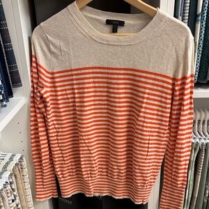 J. Crew Cream and Orange Striped Knit Top